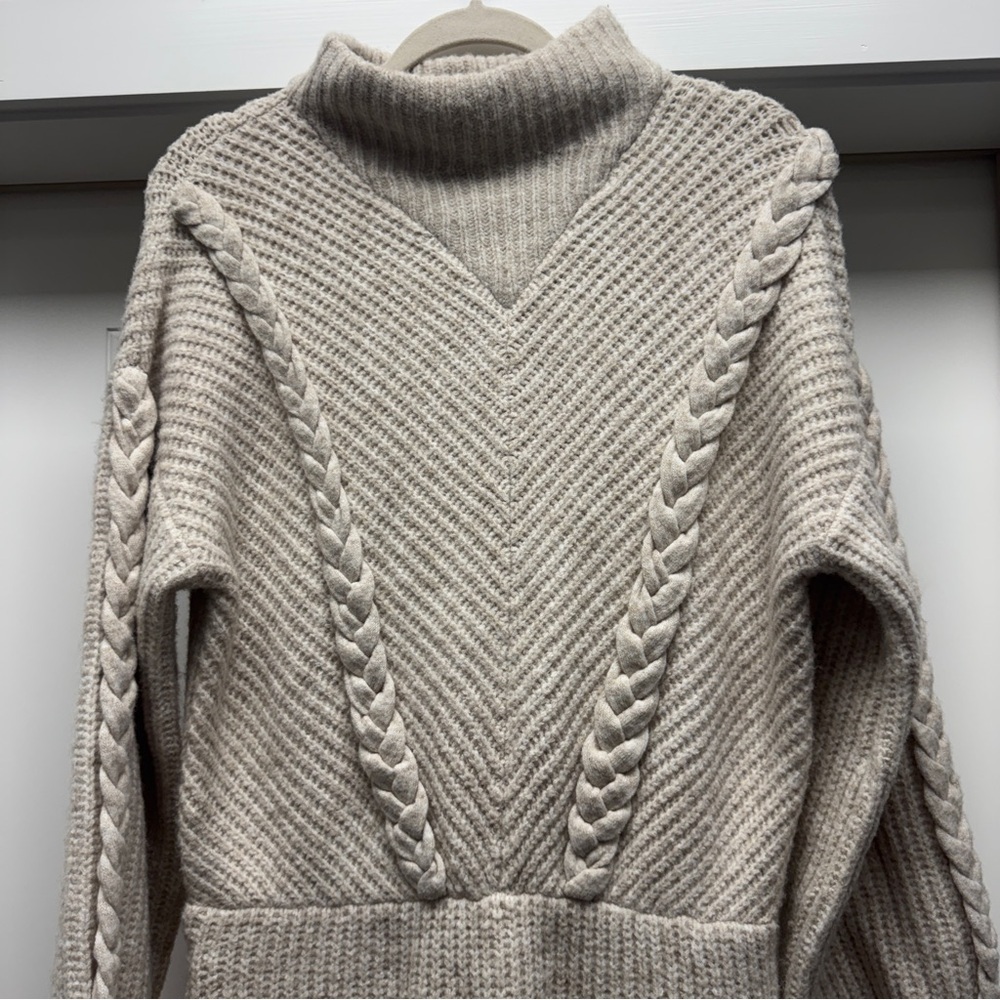 Saylor Cream Cable Knit Angelina Sweater Dress - Picture 7 of 15